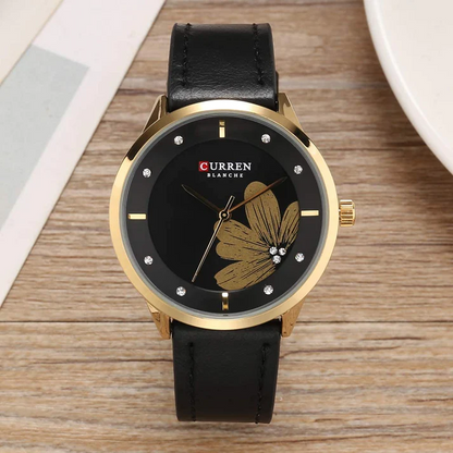 CURREN Original Brand Slim Leather Strap Wrist Watches For Women With Brand (Box & Bag)-9048