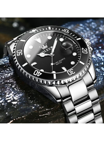 OLEVS Men's Luxury Watch !  One-Way Rotating Outer Ring Design.